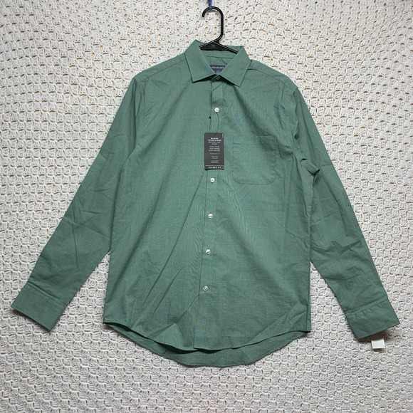 NWT Van  Heusen Dress Shirt Men 14-14/5 Wrinkle Free Long Sleeve Green Button Up - Picture 1 of 12